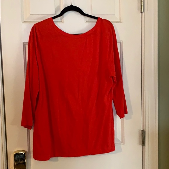 New Directions Cotton 3/4 Sleeve Top - Salmon - Picture 3 of 3